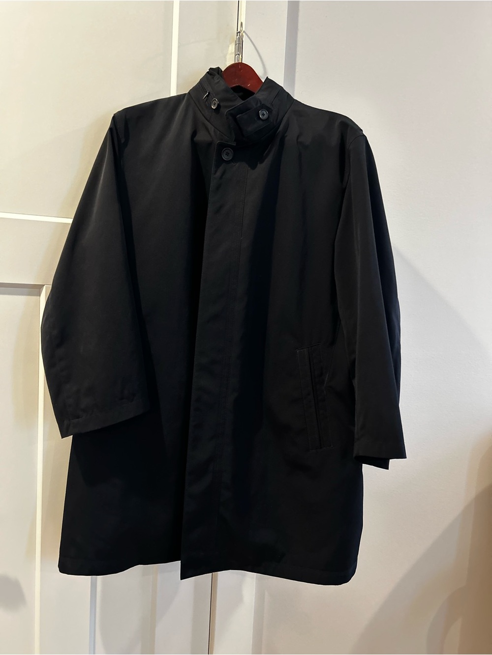 Men's dark navy blue Trench Coat with Stand Collar xl